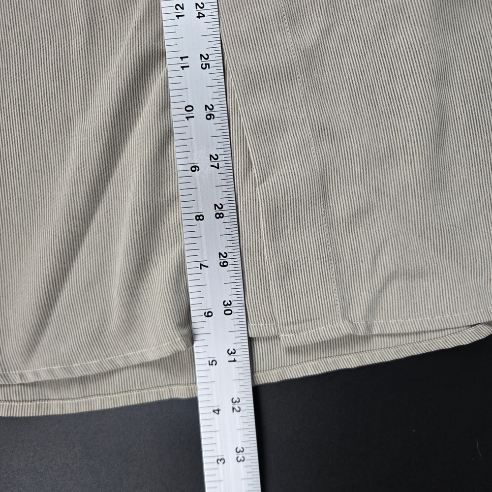 Elliott Mens Banded Collar Micro Stripe Long Sleeve Shirt Beige Tan Size M - Picture 7 of 7